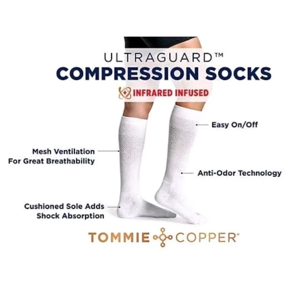 (4 PAIR)TOMMIE COPPER Compression‎ Over-the-Calf Socks Stripe/ Argyle 9-11.5